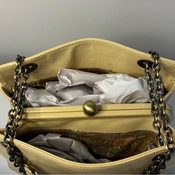 HOBO International Soft Yellow Leather Kisslock Bag with Chain Strap - Picture 6 of 12